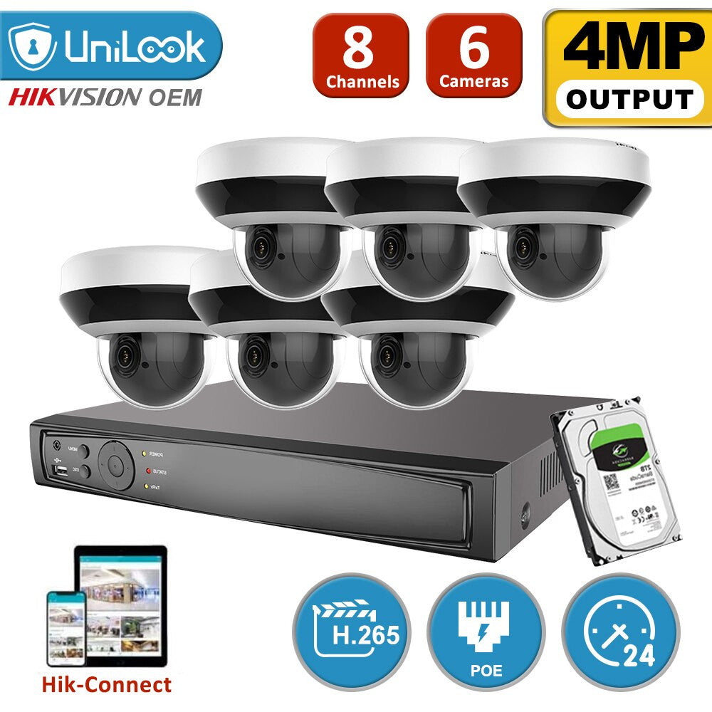 Hikvision OEM 8CH 4MP CCTV System H.265+ NVR with PTZ IP Kit