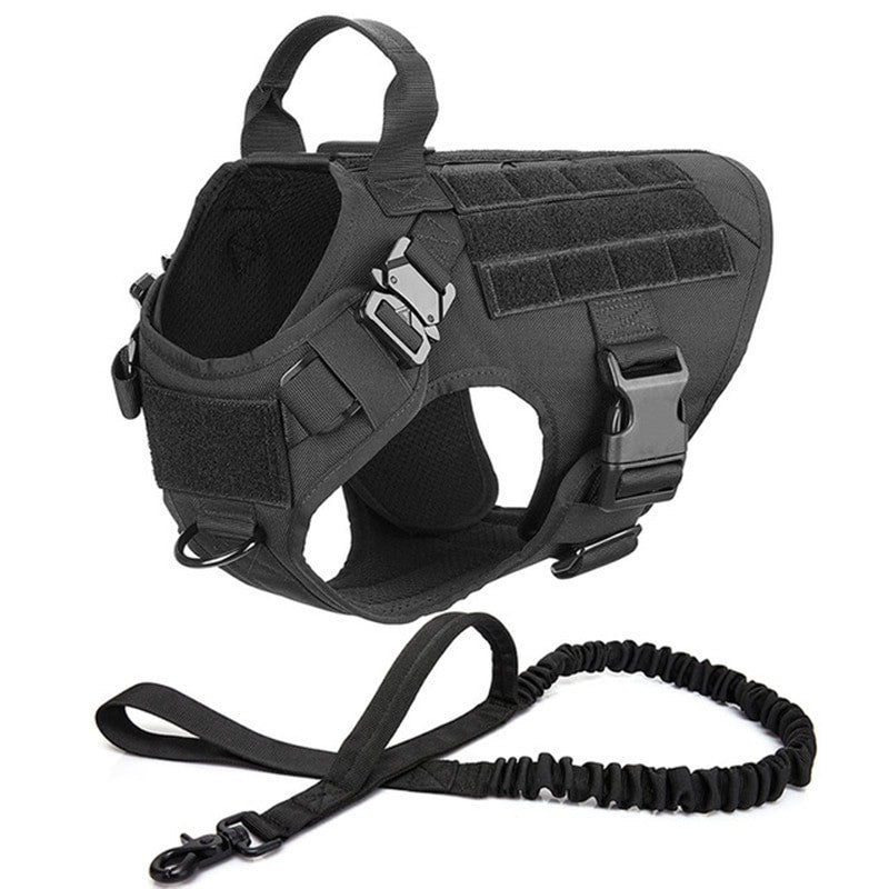 Metal Buckle Tactical Dog Harness & Lead