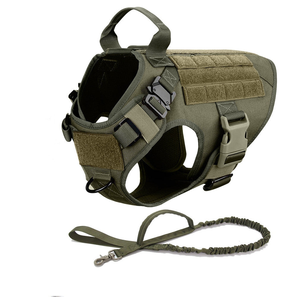Metal Buckle Tactical Dog Harness & Lead