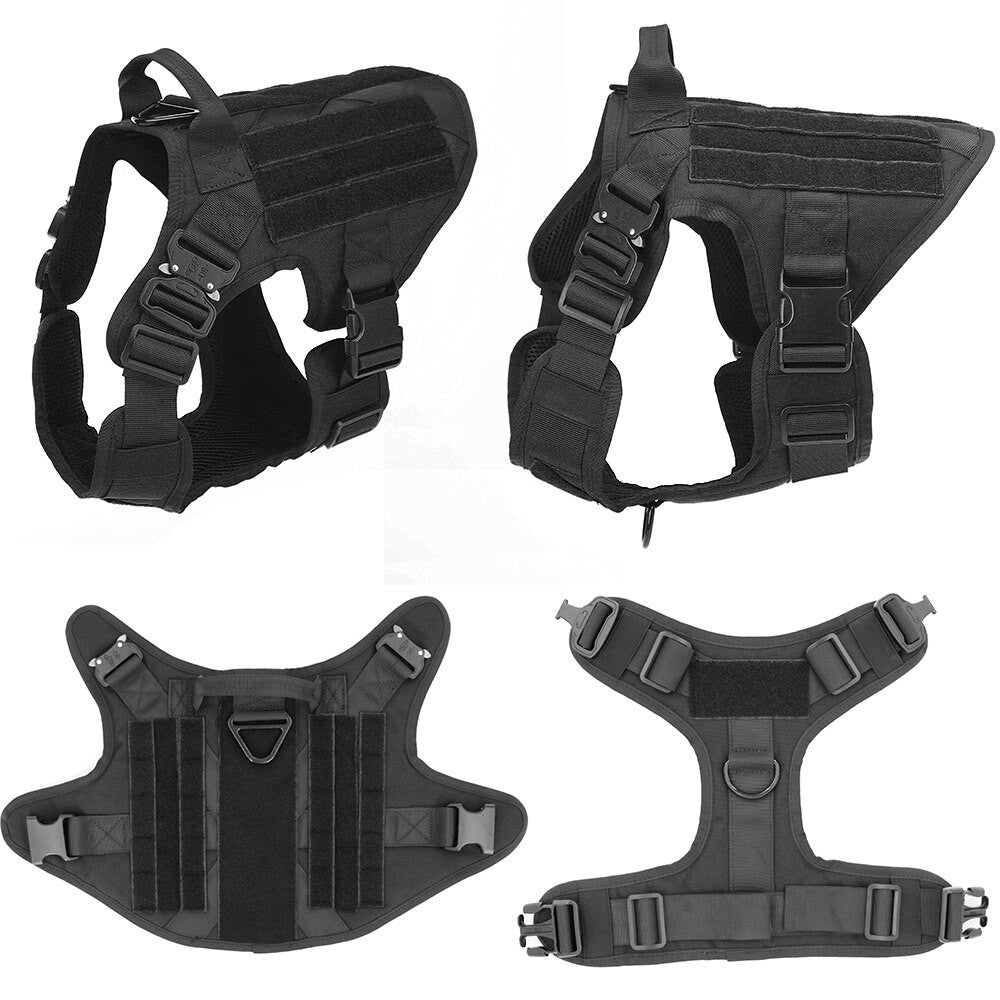 Metal Buckle Tactical Dog Harness & Lead