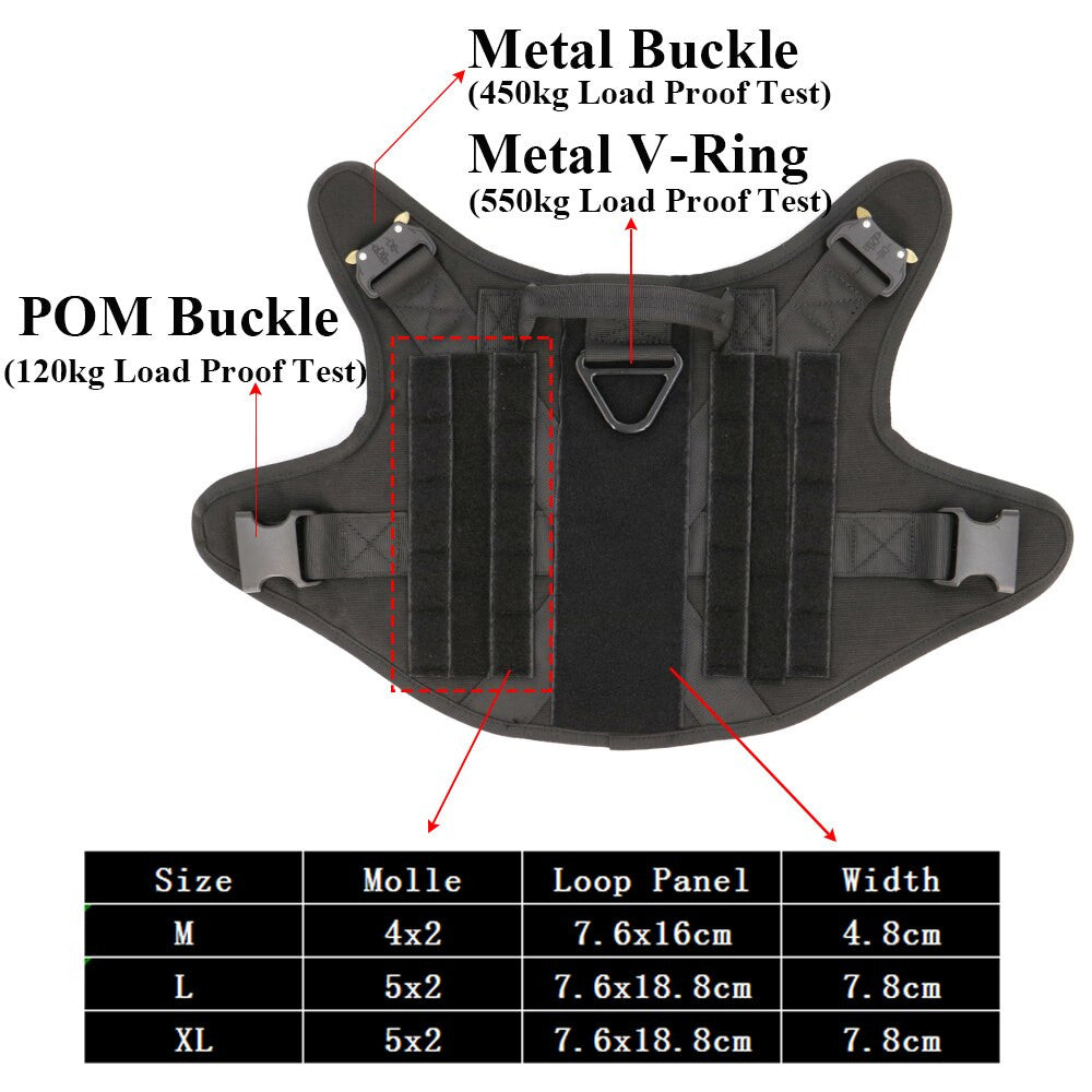 Metal Buckle Tactical Dog Harness & Lead