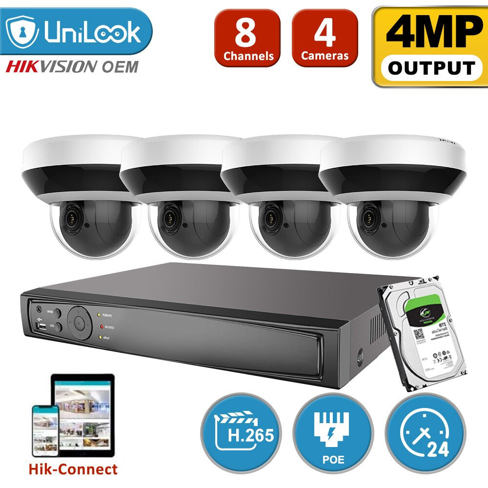 Hikvision OEM 8CH 4MP CCTV System H.265+ NVR with PTZ IP Kit